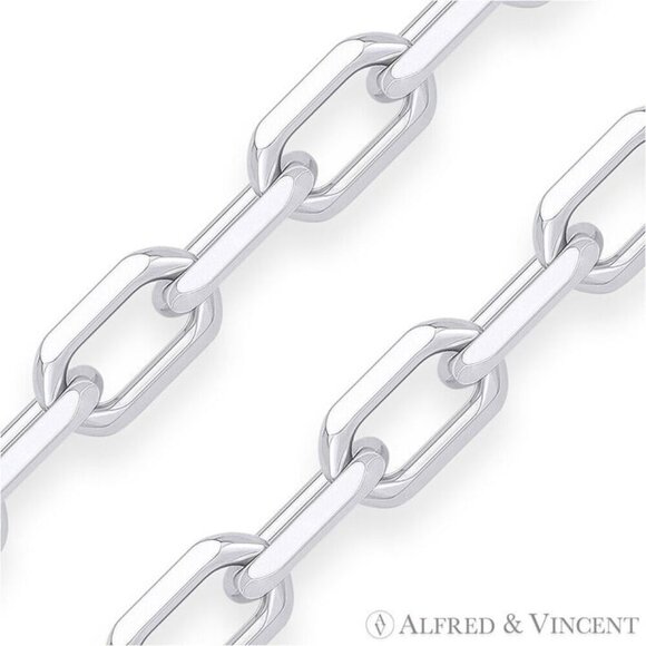 3.7mm D-Cut Anchor Cable Link Chain Necklace in Solid .925 Sterling Silver - 18" - Picture 2 of 2